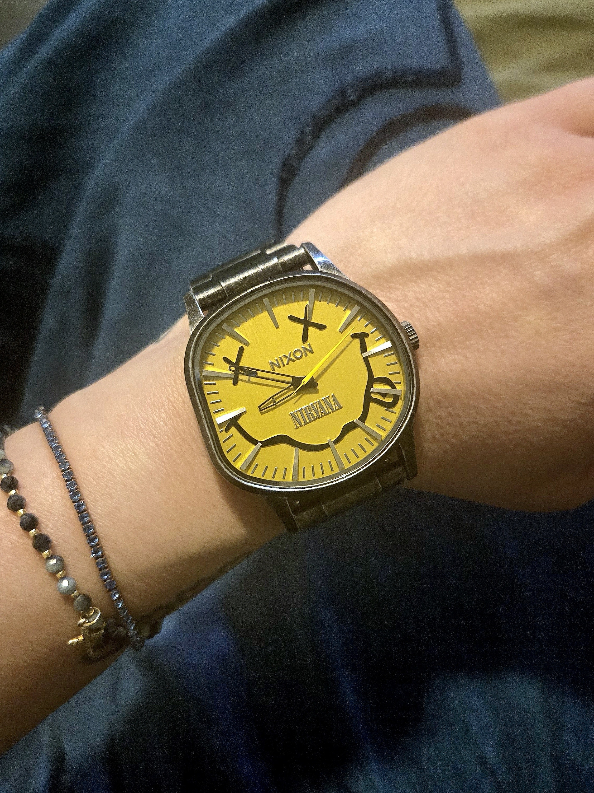 Nixon Yellow Dial Stainless Steel Watch